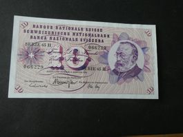 Schweiz 1970, 10 Franken  - ungefaltet, schwacher Bug