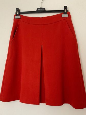 ODEEH 100% Wolle Rock Gr 36 Orange, mit Taschen, Neuwertig