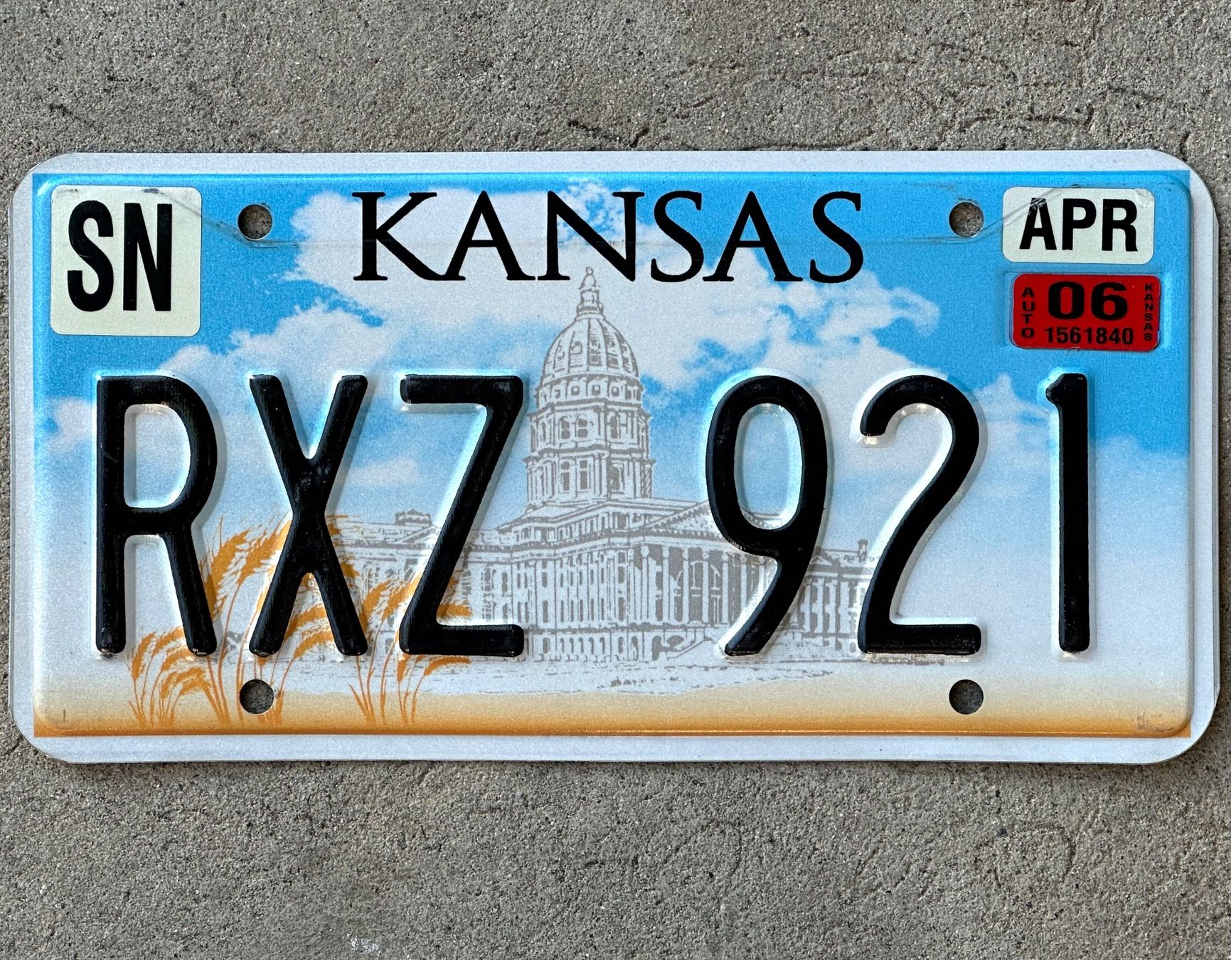 Schilder: Alte Autonummer Amerika Kansas 2006 – Gebraucht aus Seltisberg von quadartswiss
