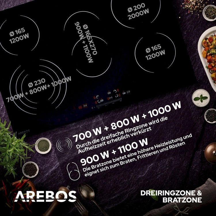 Herde: Arebos AR-HE-GK5N Glaskeramikkochfeld – Neu und originalverpackt aus Amriswil von JaJa-Express 4
