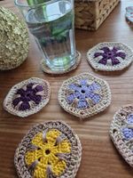 6 Häkel Glas Coaster Untersetzer 'Juniper' handgemacht