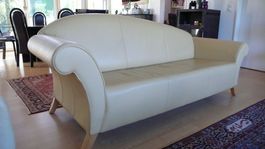 Exklusives Designer Sofa (Récamiere) Leder maisgelb pastell