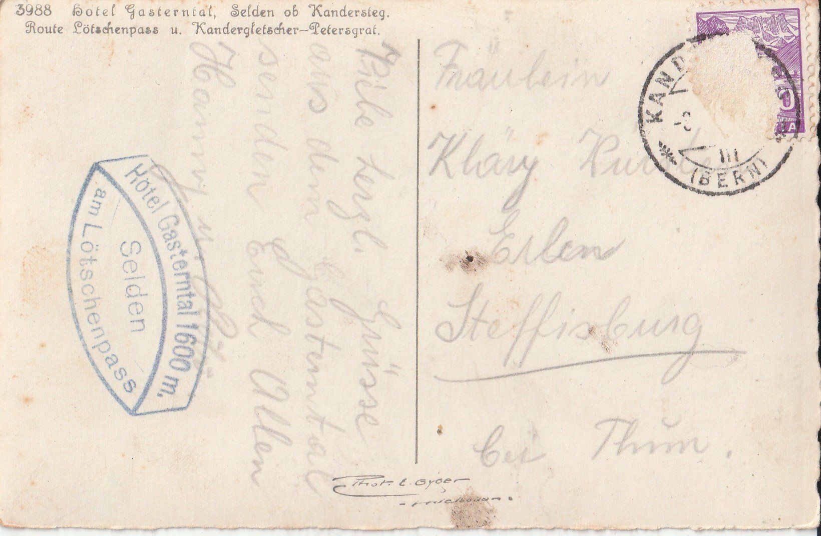 Cartes postales: Hotel ob Kandersteg – D'occasion à Lumbrein par made02 1