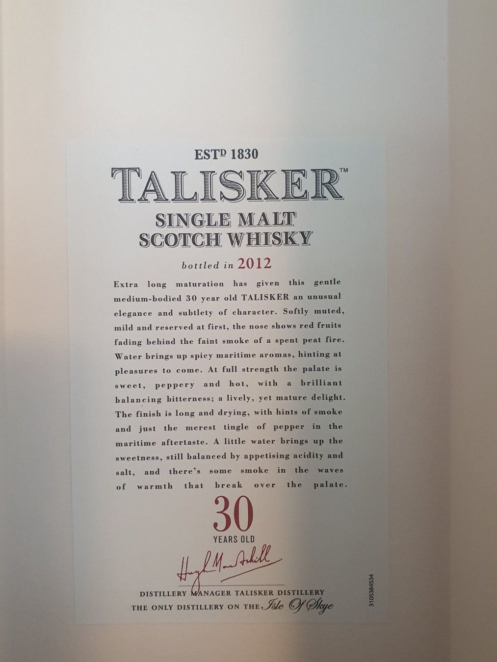 Talisker Bevande alcoliche: Talisker 30 Jahre, Single Malt Whisky – Nuovo e nell'imballaggio originale da Döttingen venduto da tho_dq6x 5