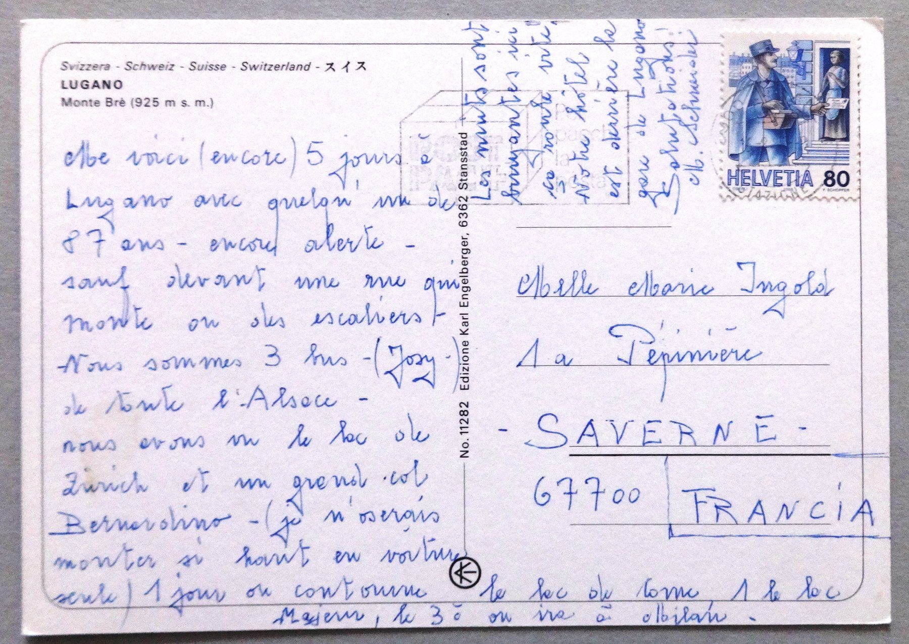 Cartoline postali: Lugano - Monte Brè (925 m s.m.) – Usato da Fétigny venduto da Billy2miny 1