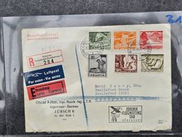 R-Exp+Flugbrief nach GB ZH Meeting 1949 für nur 15.--