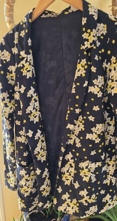 Veste blaser bleu marine et jaune