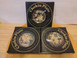 Assiette Chokin Porcelaine Gold+  Support 3 pcs NEW Japan