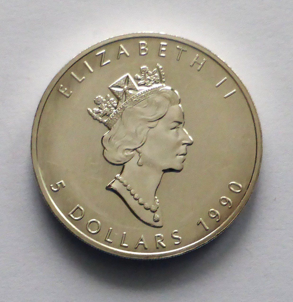 Alle Münzen: 1oz Feinsilber - CANADA, 5 Dollar 1990 - Elisabeth II – Gebraucht aus Buochs von ema-coins 2
