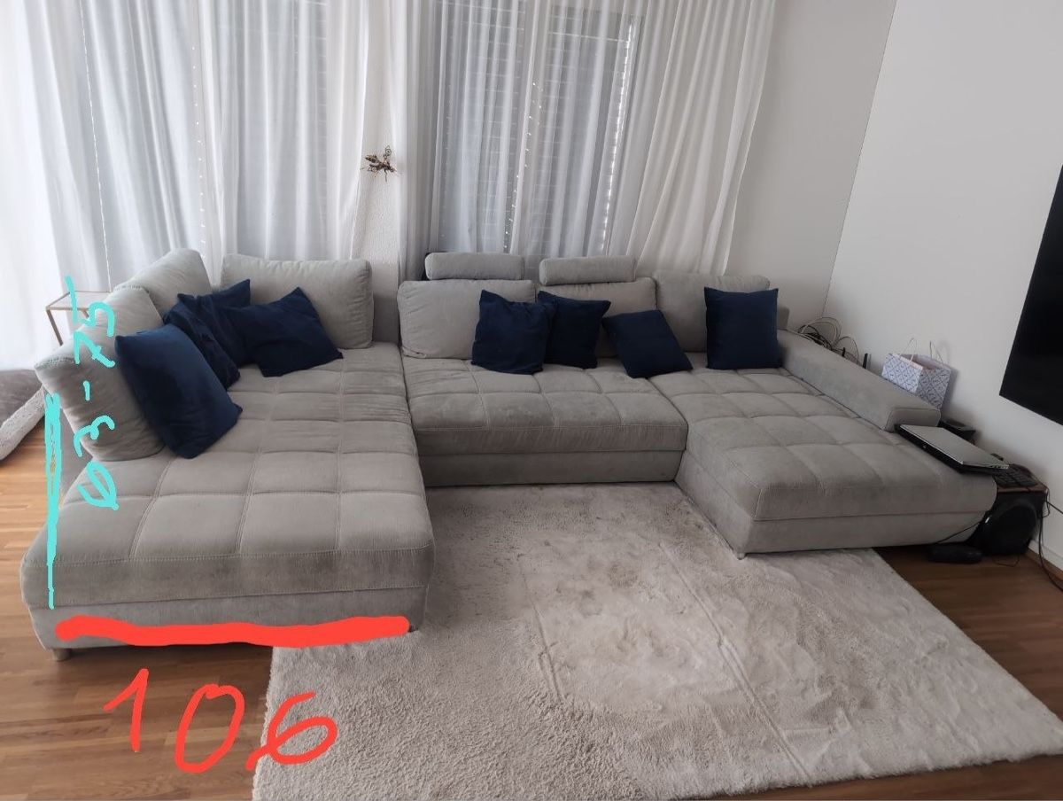 Sofas: Ecksofa grau U-Form / Bettsofa aufklappbar  – Gebraucht aus Buchs ZH von scarah 1