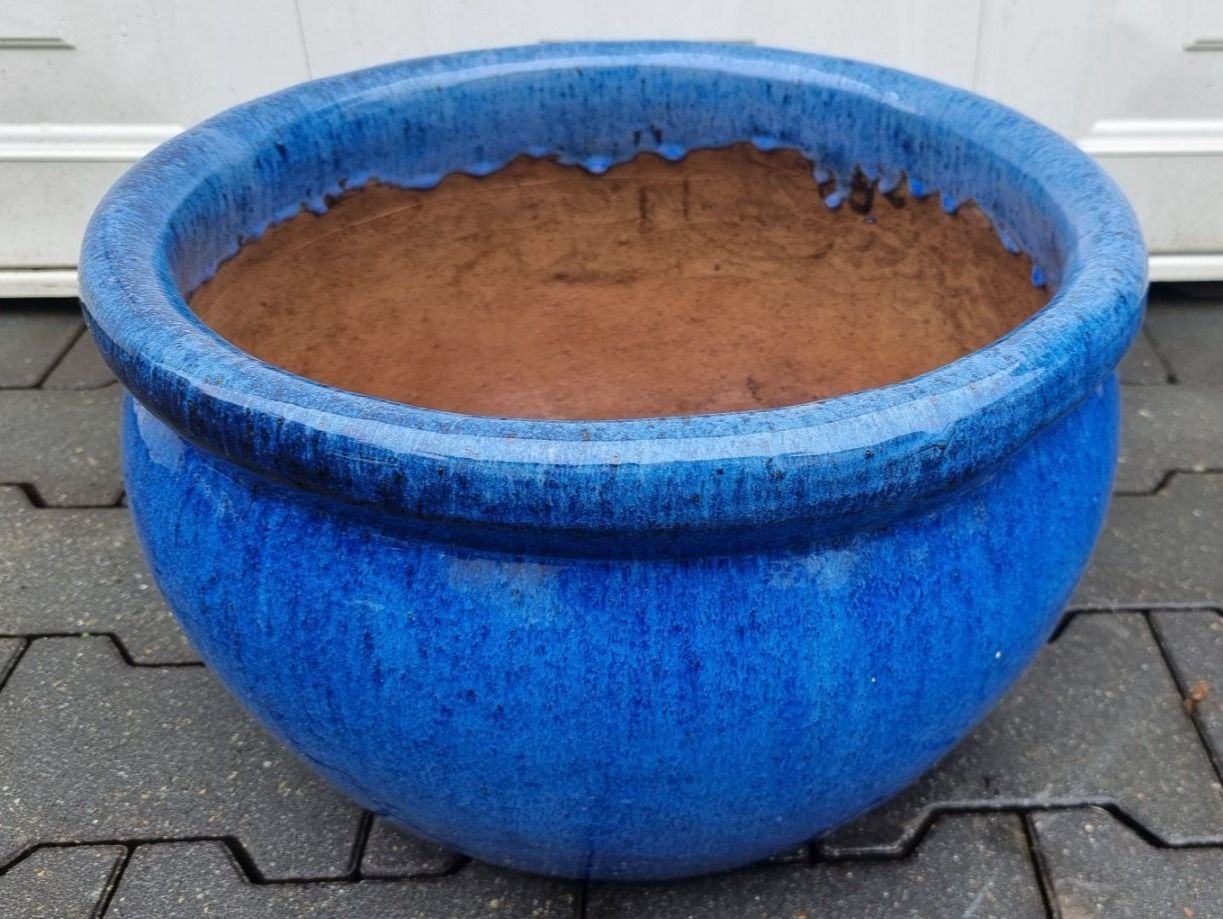 Blumentöpfe: Schöner grosser blau Glasierter Übertopf – Gebraucht aus Lotzwil von  4