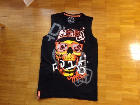 Herren T-Shirt schwarz Totenkopf  ohne Ärmel Gr. S-M    C&A