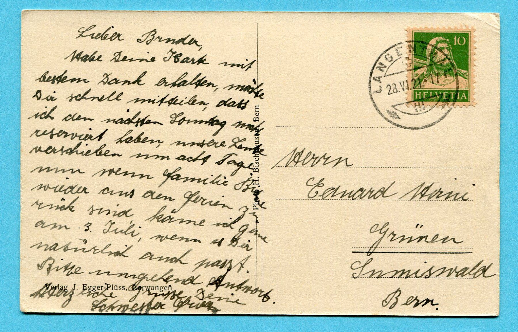 Cartoline postali: Aarwangen 1921 - Tierlihaus – Usato da Opfikon venduto da Prophila 1