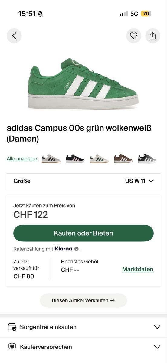 Adidas Scarpe da uomo: Adidas Campus 00s Grün – Nuovo (secondo la descrizione) da Sevelen venduto da daVinci02 5