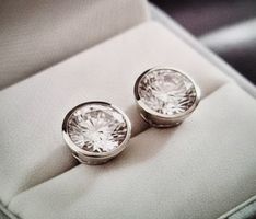 Silber 925 Ohrringe mit Zirkonstein - Neu