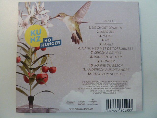 CDs: KUNZ - No Hunger – D'occasion à Au ZH par sikoku 2