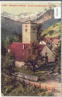 Adelboden - Kirche mit Wildstrubel - Litho