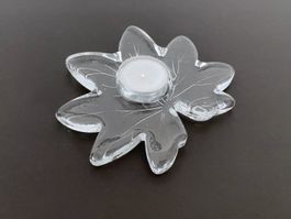 Teelichthalter Glas Blatt (Foglia Luce) Glasi Hergiswil