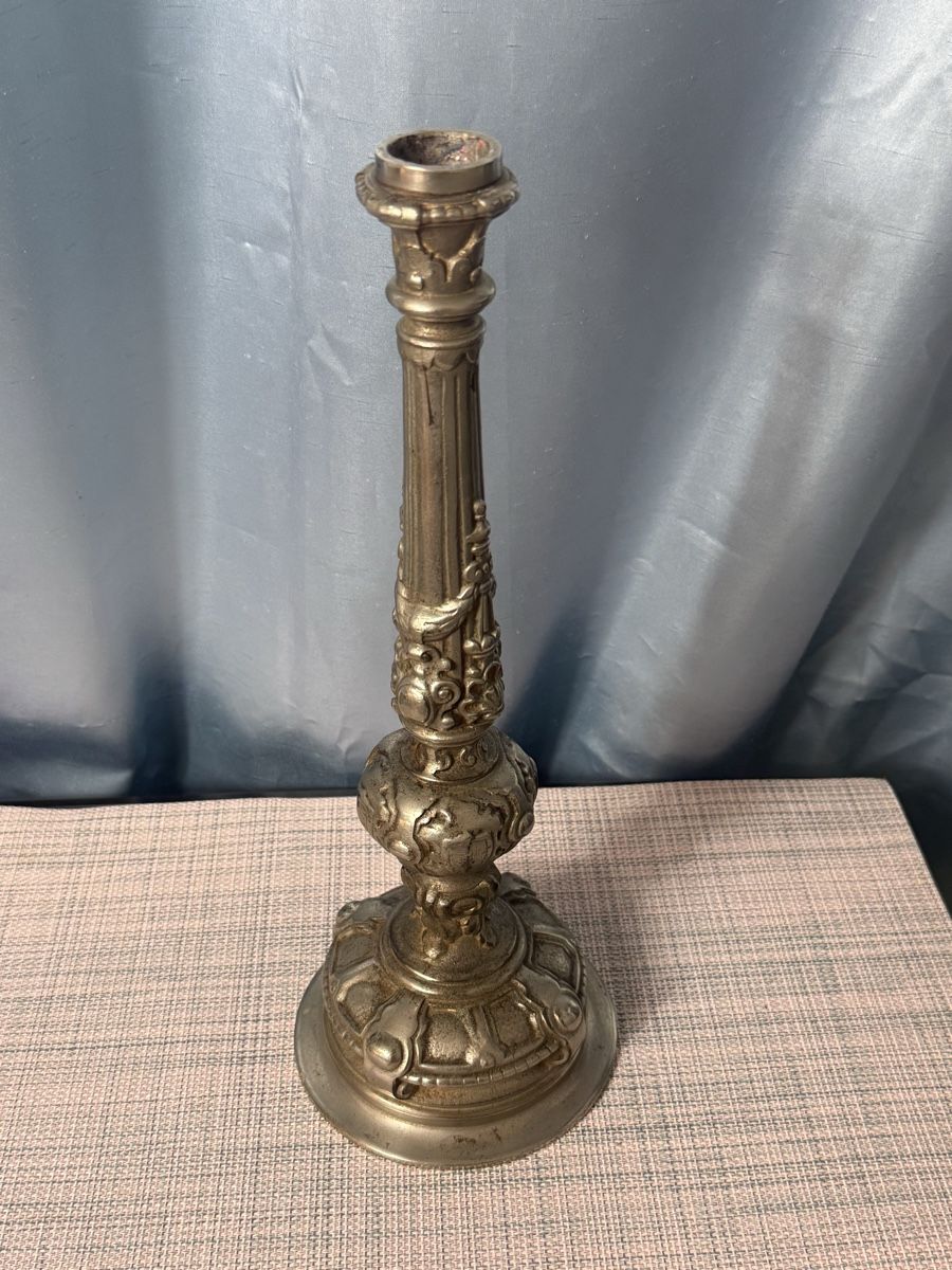 Portacandele: Alter historistischer Kerzenleuchter versilbert 35 cm – Usato da Grenchen venduto da swiss.antiques 3
