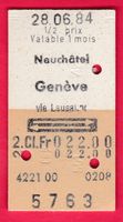 KARTON BILLETT, NEUCHATEL - GENÈVE,2.KLASSE, RETOUR, HALBTAX