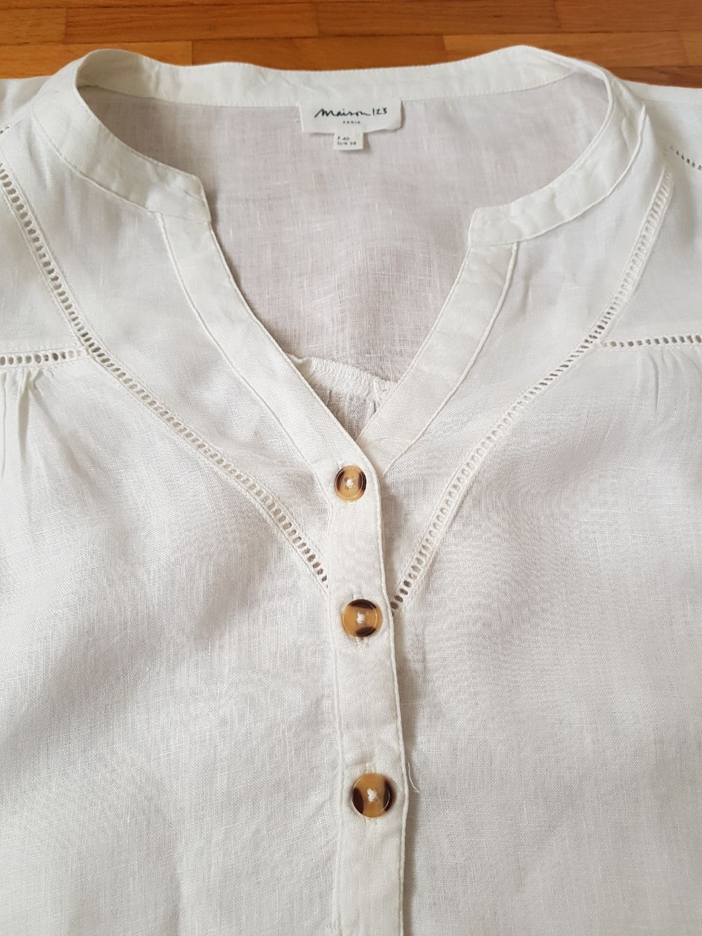 Maison 123 Camicette: Blouse blanche lin Maison 123 Taille 38 – Usato da Veyrier venduto da sosozizou 2