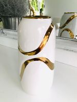 -50% EINZELSTÜCK ❣️ Vase Keramik weiss /gold Art Deco neu
