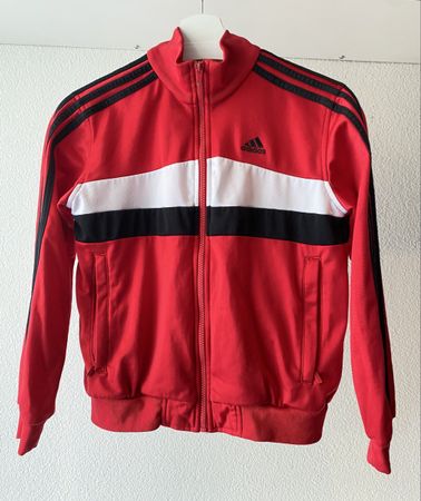 Stylische Adidas Trainingsjacke, rot/schwarz, Grösse 140