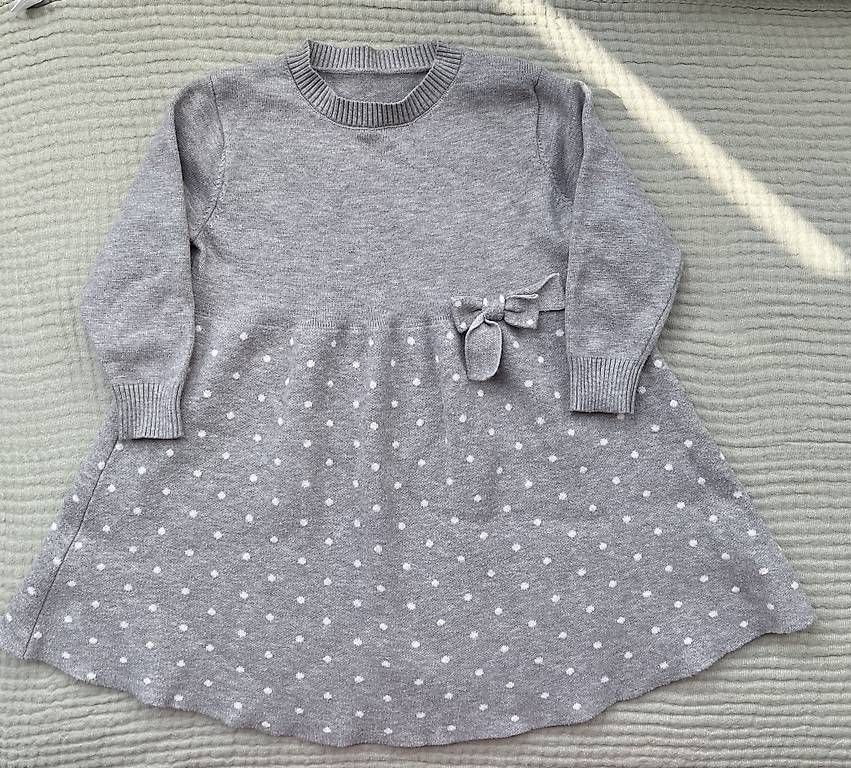 Kleider & Röcke: Gr.92, Kleid langarm grau mit Punkten – Gebraucht aus Gattikon von AnnettFloh