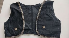 Elegantes, schwarzes Vintage Oberteil Zierblumen verkleidung