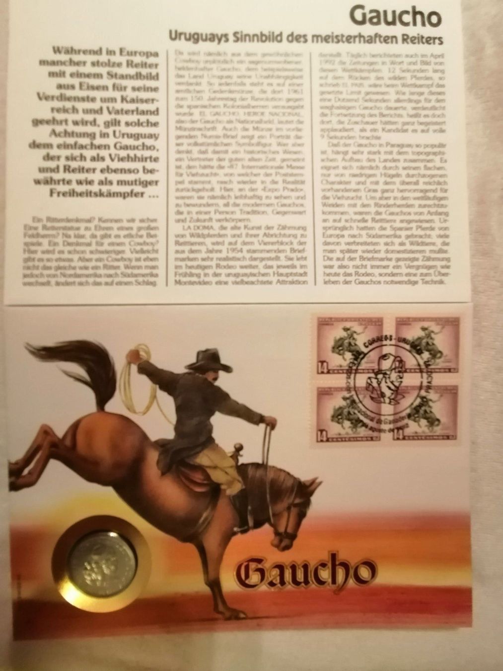Alle Münzen: MÜNZBRIEF Uruguay Gaucho 100 Pesos – Gebraucht aus Nunningen von silvermoon68