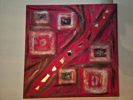 3-teiliges Acryl Leinwandbild Rot