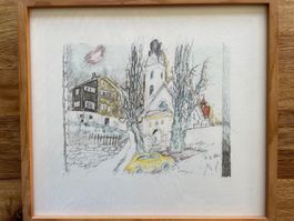 Alois Carigiet- Grafikdruck in Holzrahmen!