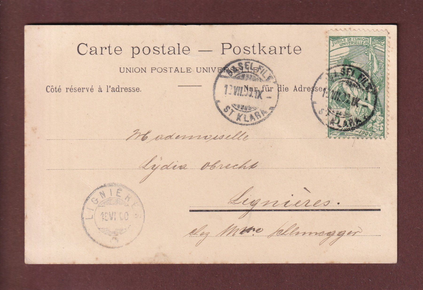 Cartoline postali: Gruss von BASEL - 1900 UPU CPN – Usato da Pully venduto da nicecards 1