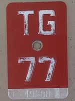 TG 77 - VELONUMMER - FAHRRADSCHILD - PLAQUE DE VELO DE TG 77