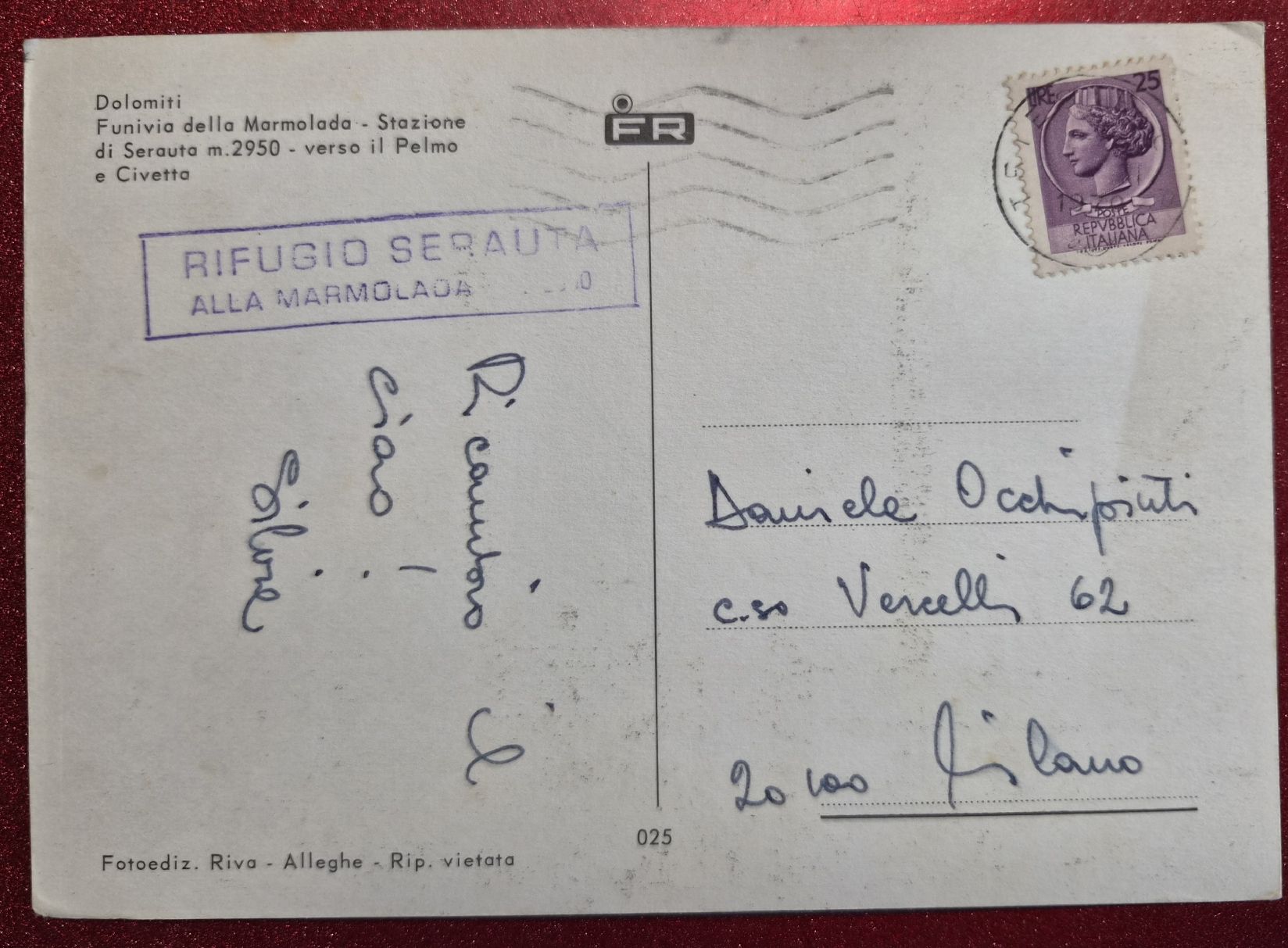 Ansichtskarten: Dolomiten Marmolada-Seilbahn 2950m 1970 – Gebraucht aus Melchnau von Arthurius 1
