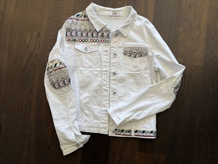Jeansjacke Damen weiss Grösse M bestickt