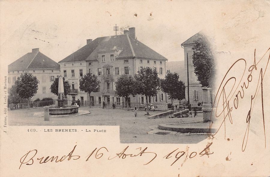 Cartes postales: Les Brenets, la Place, circulée 1904 – D'occasion à Frauenfeld par POML