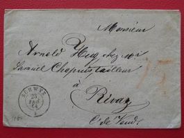 1861, Brief von SCHWYZ nach RIVAZ (Vaud) ohne Marke.