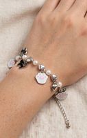 Bracciale con ciondoli zampa di gatto e cuore Argento