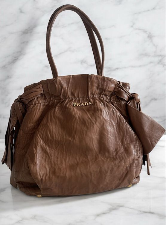 PRADA Tasche Nappa Antique Bow Bag Braun SS09 – Runway-Piece