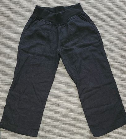 3/4 Leinenhose, chic+schön, schwarz / S - 36