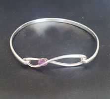 Silber Armreif 925 mit Amethyst Edelstein, Top Zustand