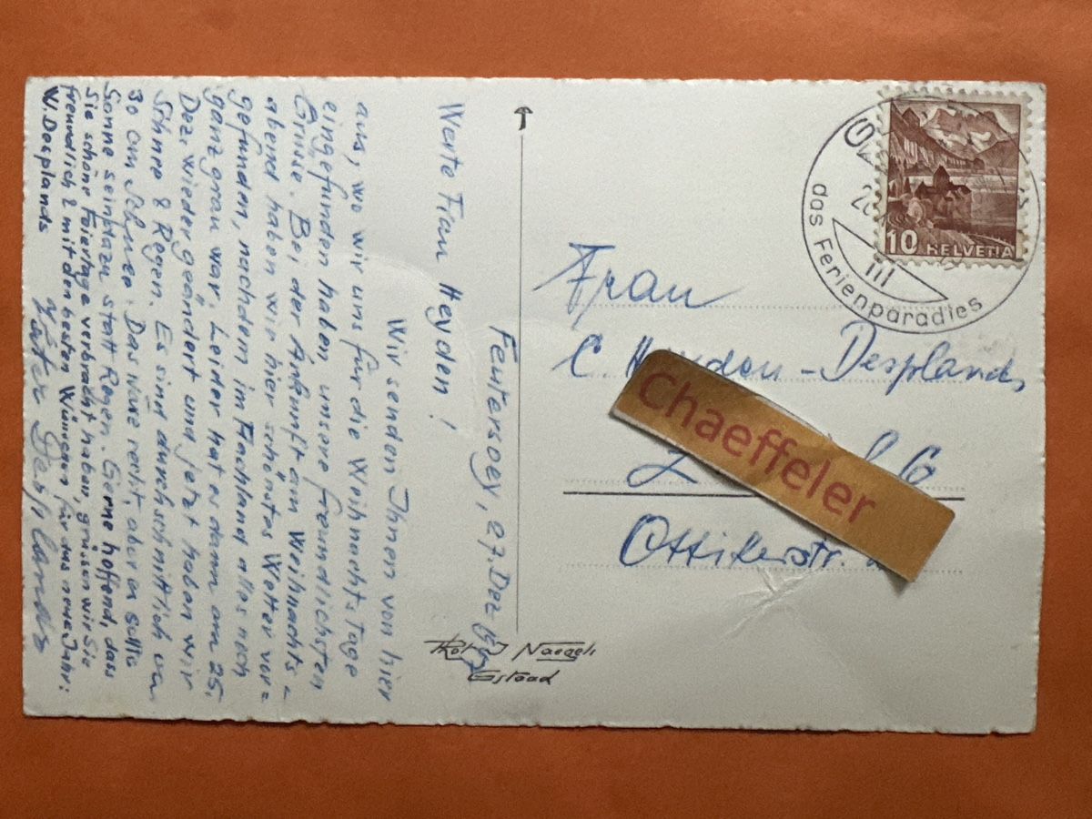 Cartoline postali: Feutersoey Lanetschhotn Oldenhorn – Usato da Zürich venduto da Chaeffeler 1
