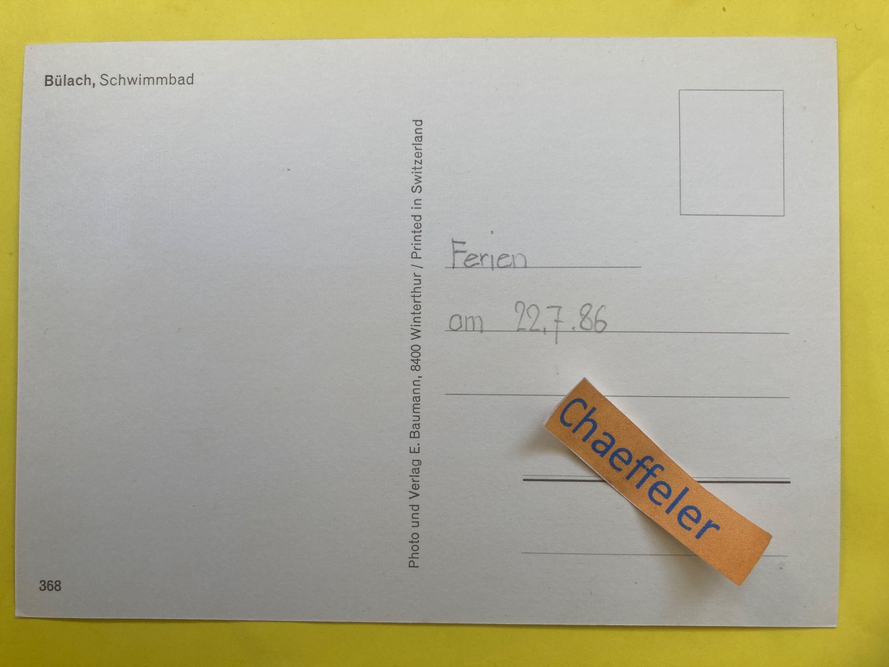 Ansichtskarten: 1986 Bülach, Schwimmbad – Gebraucht aus Zürich von Chaeffeler 1