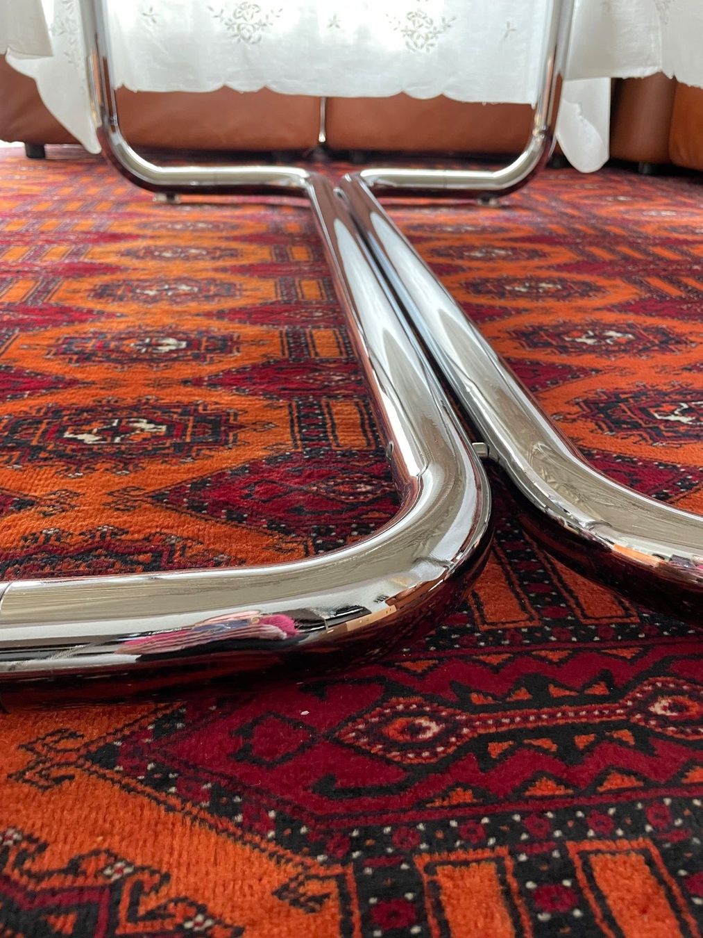 Tavoli: Retro Glas Couchtisch mit Chromgestell - 130x90cm – Usato da Zürich venduto da plumita 3