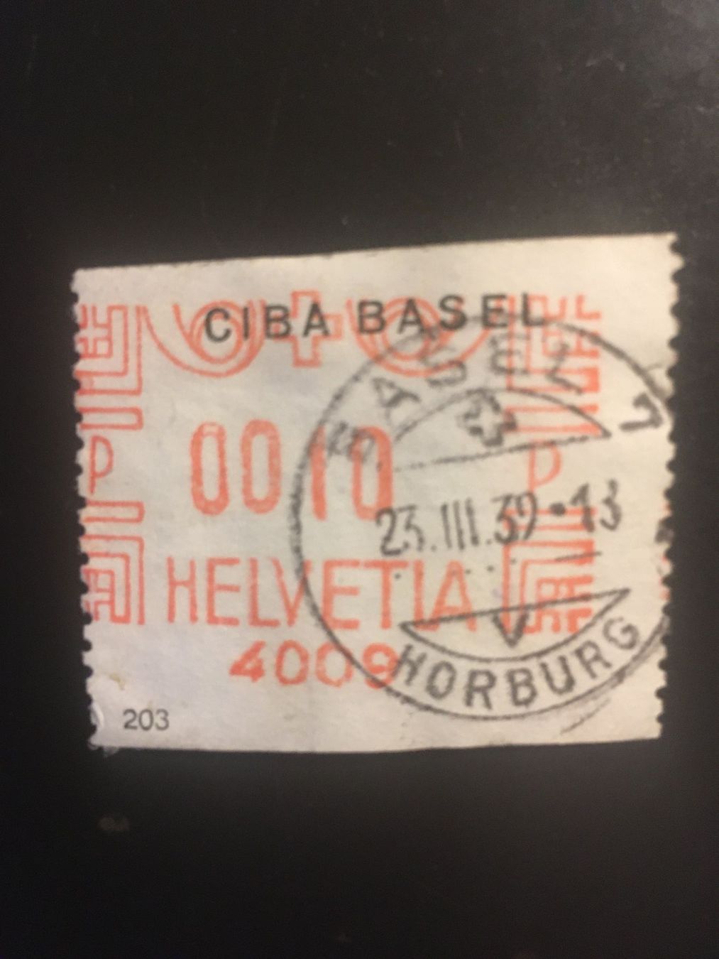 Alle Briefmarken: Freistempel CIBA BASEL, 23.03.39 – Gebraucht aus Lausanne von aff_7c85