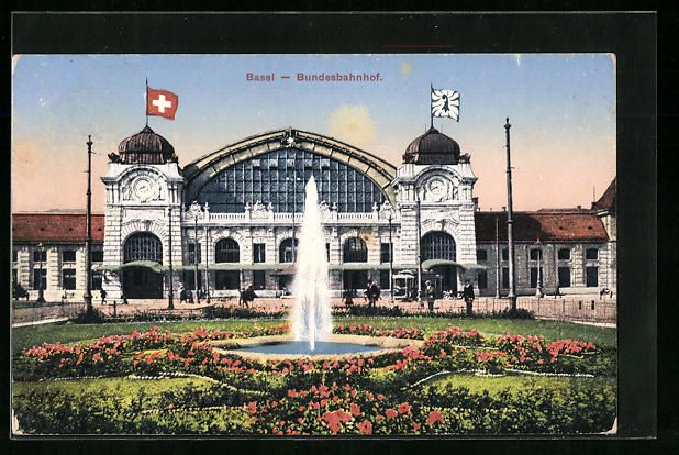 Cartes postales: Basel, Bundesbahnhof hinter Gartenanlage – D'occasion à Berlin par bartko-reher