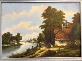 96 cm breitx 76 cm hoch Öl Gemälde Landschaft wunderhübsch