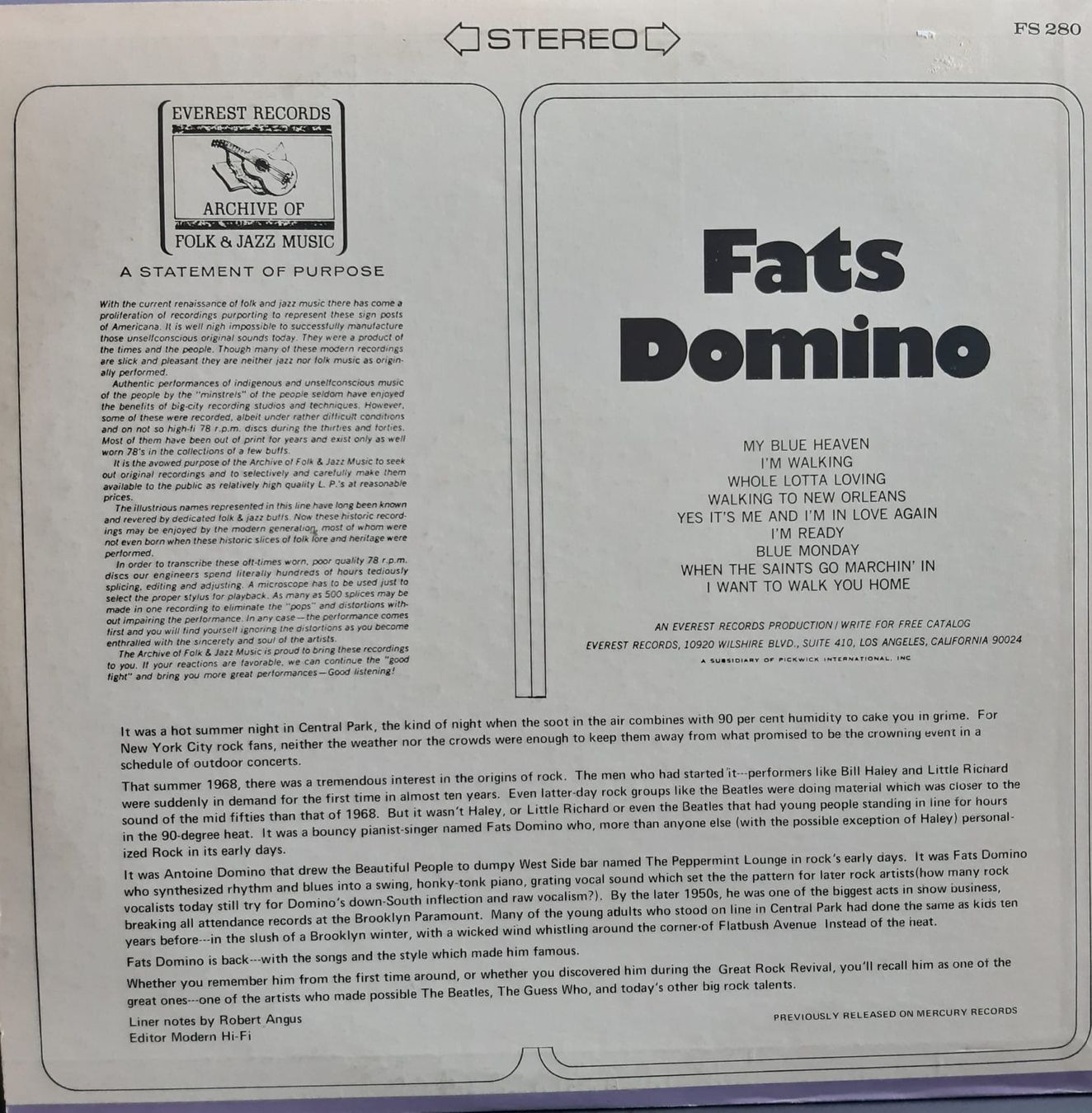 Dischi in vinile: FATS DOMINO: Same EVEREST: FS 280 – Usato da Frick venduto da kyb_yq8h 3