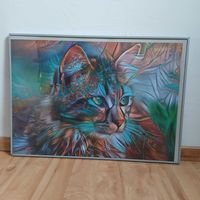 Abstraktes Katzenbild mit Rahmen